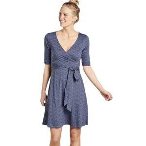 Toad & Co. Blue Cue Wrap Cafe Dress Size Medium